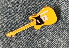 GUITAR "YELLOW' ENAMEL PIN-SHIP ALL THE PINS YOU BUY FOR $4.99-VISIT OUR STORE
