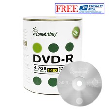 100 Pcs SmartBuy Blank DVD-R DVDR 16X 4.7GB Logo Top Surface Recordable Disc