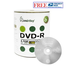 100 Pcs SmartBuy Blank DVD-R DVDR 16X 4.7GB Logo Top Surface Recordable Disc