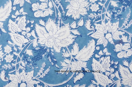 INDIEN BLEU IMPRIMÉ Floral Robe en Coton Long Kimono Pyjama Nuit Costume US EUR 27,35 - FR