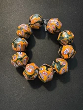 10 Millefiori glass trade beads -  (B1132) Handmade Indian Rare - 15mm