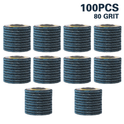 100Pcs 80 Grit Zirconia Flap Discs Sanding Grinding 4-1/2'' Angle Grinder Wheels