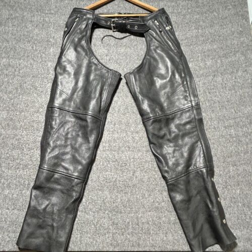 Milwaukee Leather Motorcycle Chaps Medium Adjustable Belt Side Zip Black