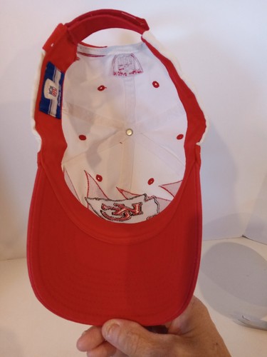 Vtg Reebok Kansas City Chiefs Logo Shark Tooth Strap Back Red White KC Arrowhead - Picture 6 of 6