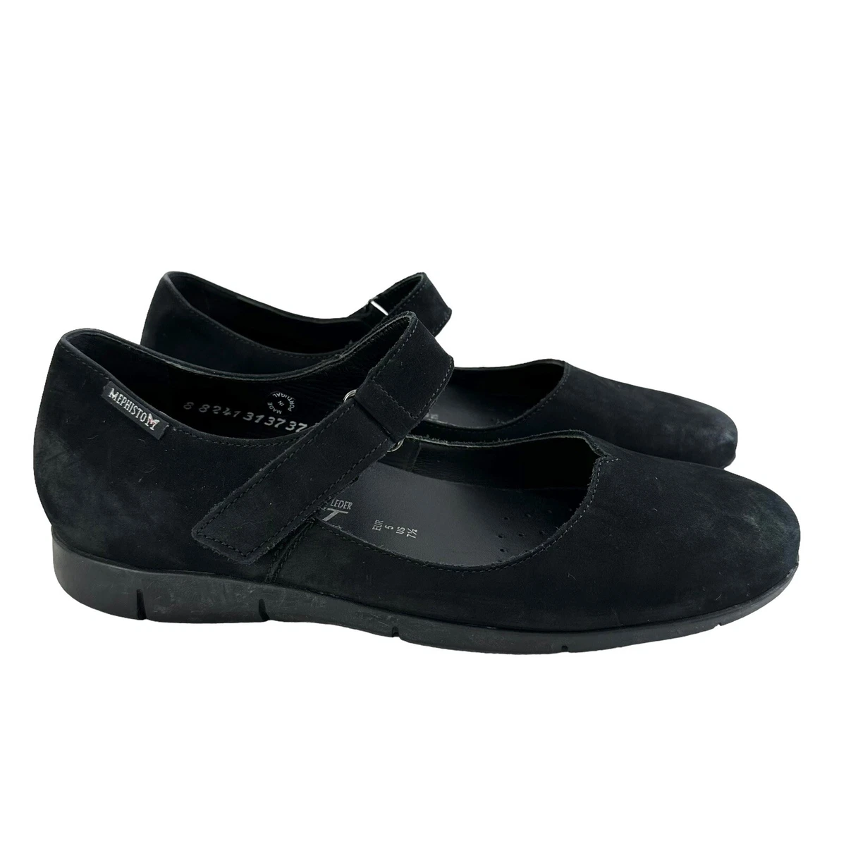 Mephisto Jenyfer Black Nubuck Mary Jane Shoes Size 7.5