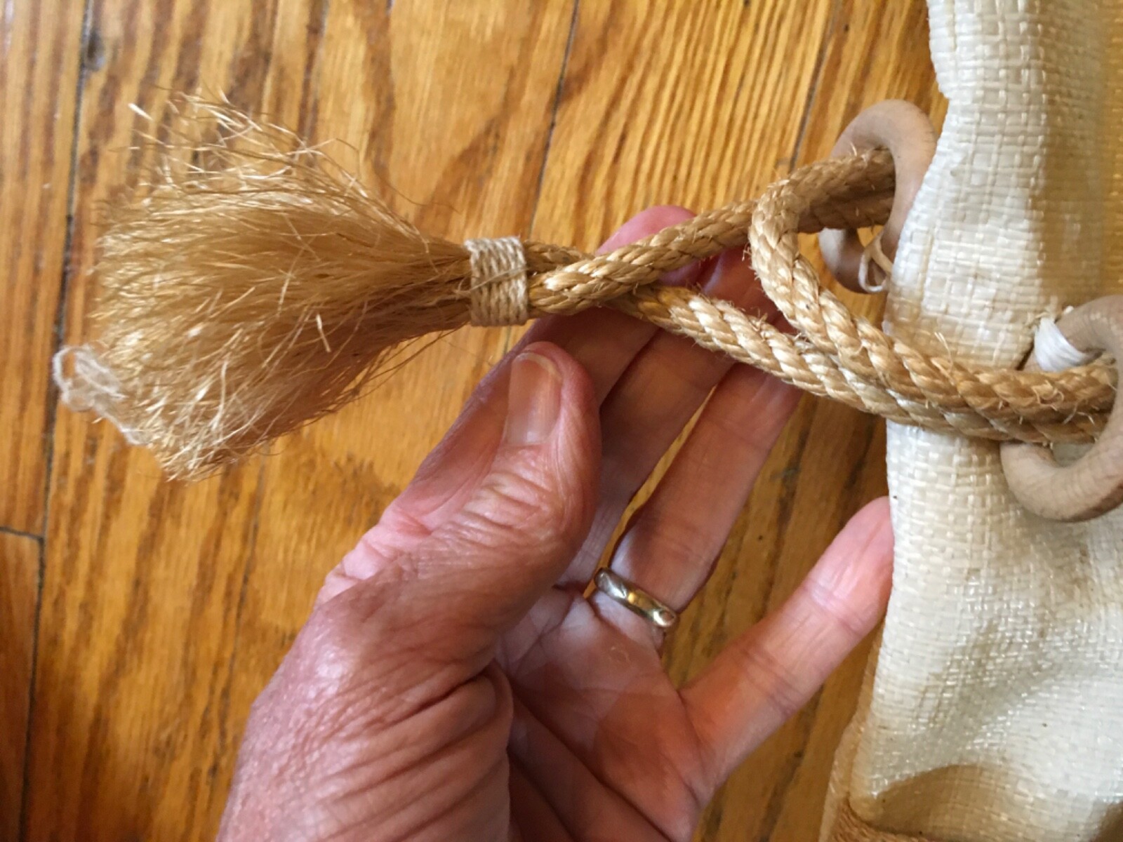 Screen Printed Burlap Rope Drawstring Boho 1970's… - image 7