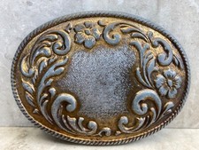 BELT BUCKLE. VINTAGE 1970s -FLORAL FASHION ARTWORK