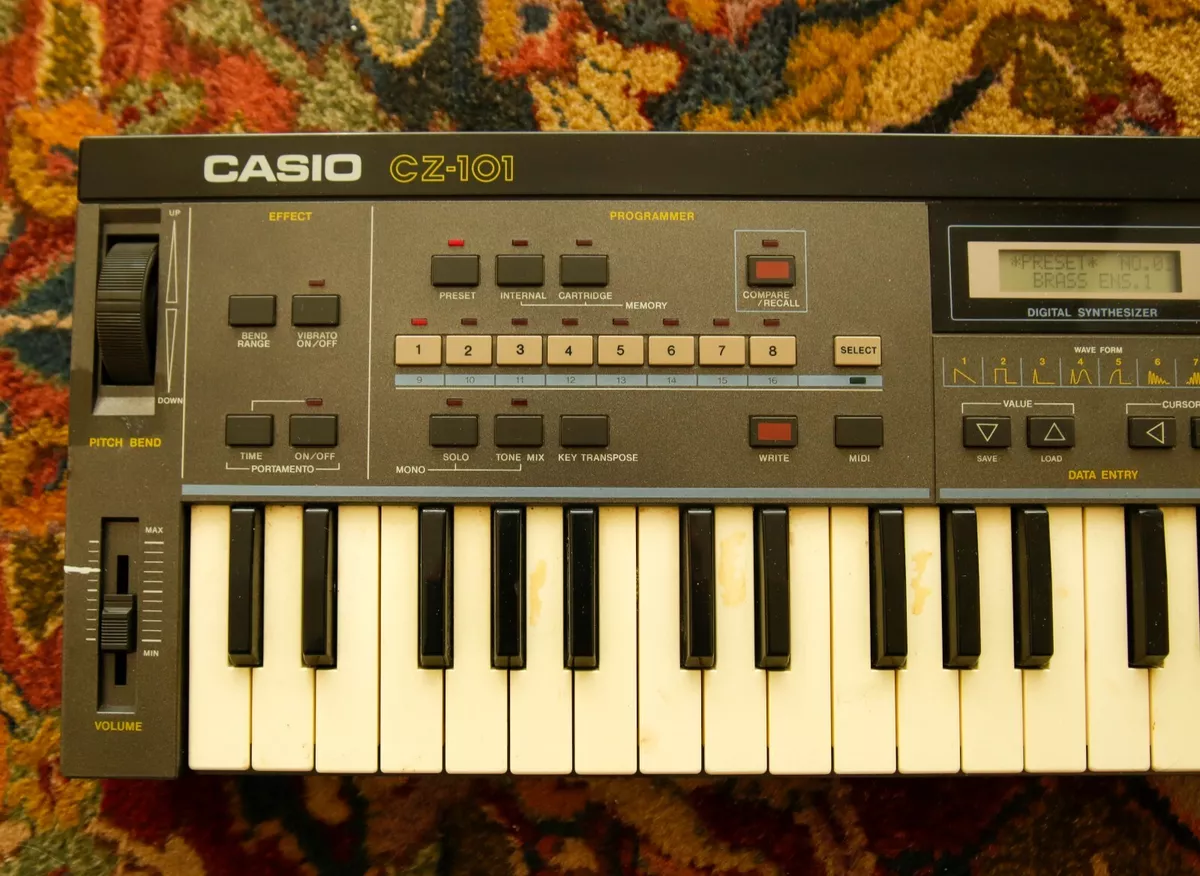 Vintage Casio CZ-101 Synth keyboard Power supply & manual Tested Original Box