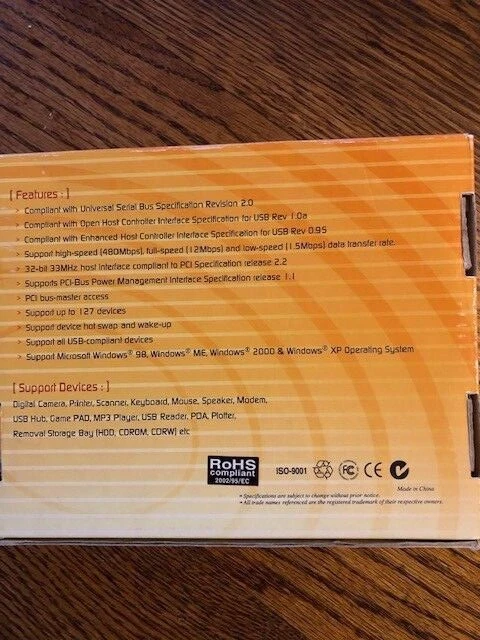 Multi Certified Hi -Speed USB 2.0 PCI PORT CARD 4 external 1 internal port - Image 4 of 4