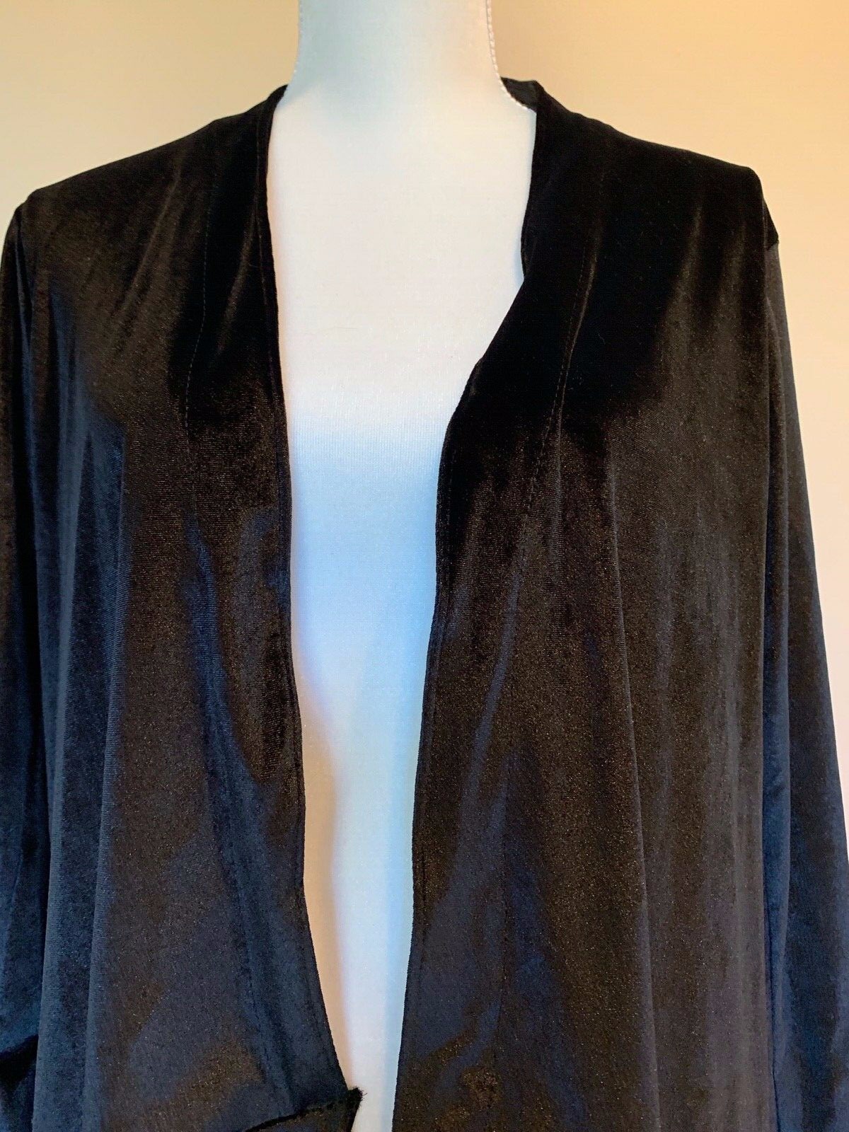 Urban Coco Waterfall Open Velvety Black Cardigan SZ LG image 3
