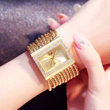 Luxury Women`s Crystal Tassel Band Rectangle Face Removable Link Quartz Watches