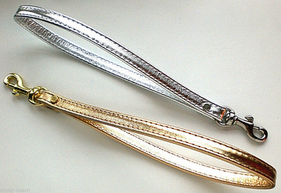 Gold / Silver Metallic Leather Clip-On Clutch Purse Pouch Wrist Strap - U.S.A.