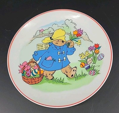 Paddington Bear Plate 1980 Easter Eggs Spring Schmid 6.5 Inch 