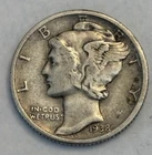 Semi Key Date 1938 D Mercury Silver Dime Extra Fine XF