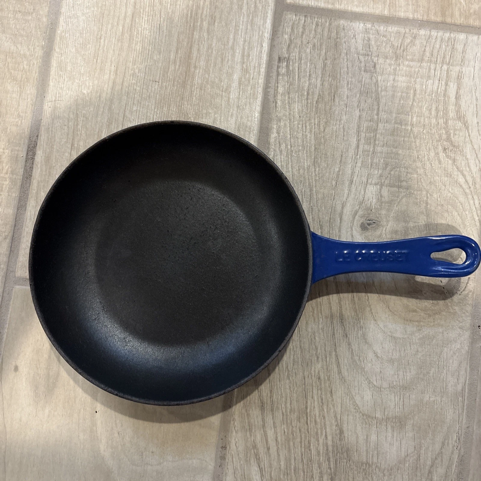 Le Creuset Blue Cast Iron Skillet Fry Pan Non Stick 8"
