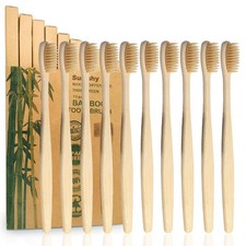 10 Pack Bamboo Toothbrushes BPA Free Soft Bristles Wooden Toothbrush Biod...