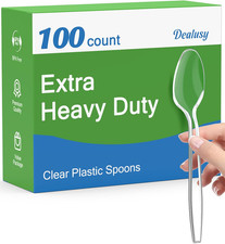 Clear Plastic Spoons 100 Pack Heavy Duty Disposable Cutlery Heat Resistant Utens