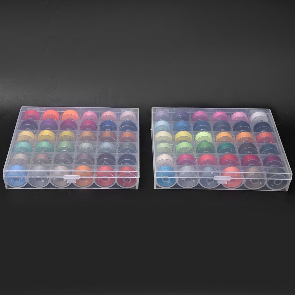 72 Colors Bobbin Thread Transparent High Quality With 2Pcs Plastic Box Sewing