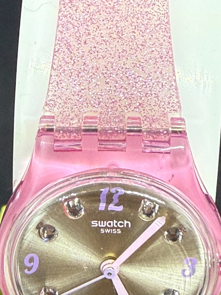 SWATCH LK392 GLITTER CELESTE WOMEN'S PINK TRANSPARENT WATCH SWISS MADE QUARTZ - image 3 of 4