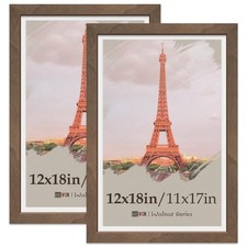 VCK 12x18 Picture Frame 2 Pack, Natural Wood Grain Brown Walnut  HD Glass, D...