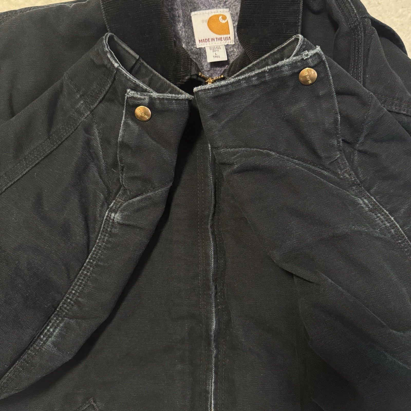 Y2k Carhartt J001-BLK Blanket Lined Detroit Size Large Tall thumbnail 8