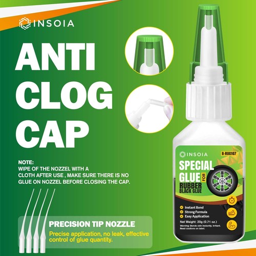 Black Rubber Glue 20g Heavy Duty Rubber Adhesive for Tire Tube Shoes Plastic ... - Picture 6 of 9