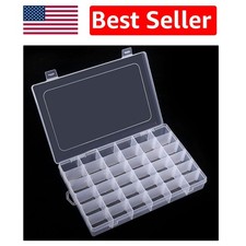 36-Compartment Clear Organizer Box with Adjustable Dividers - Perfect for Crafts
