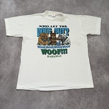 Vintage 90s Who Let The Dogs Out Shirt Mens L Bahamas Souvenir Cartoon