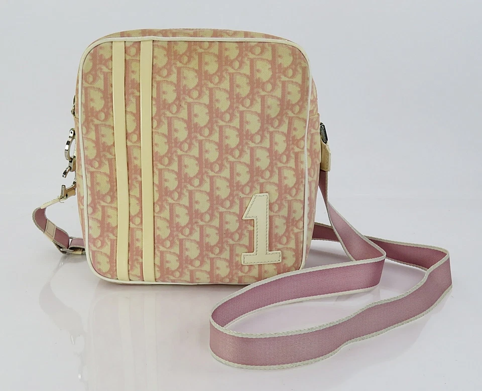 Auténtico Bolso Bandolera CHRISTIAN DIOR Rosa Trotter Lona Hombro Cartera #60563 Foto 2 de 4