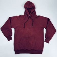 Vintage Tultex USA Made Blank Hoodie Medium Red Burgundy 50/50 Raglan Sweatshirt