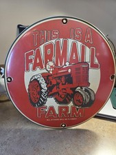 Farmall Tractor  Farm Sign 11 3/4" Porcelain  Enamel  Nice