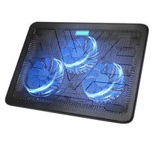 Enfriador Portatil TECKNET 3 Ventiladores LED Azules Para Laptops 17 Pulg