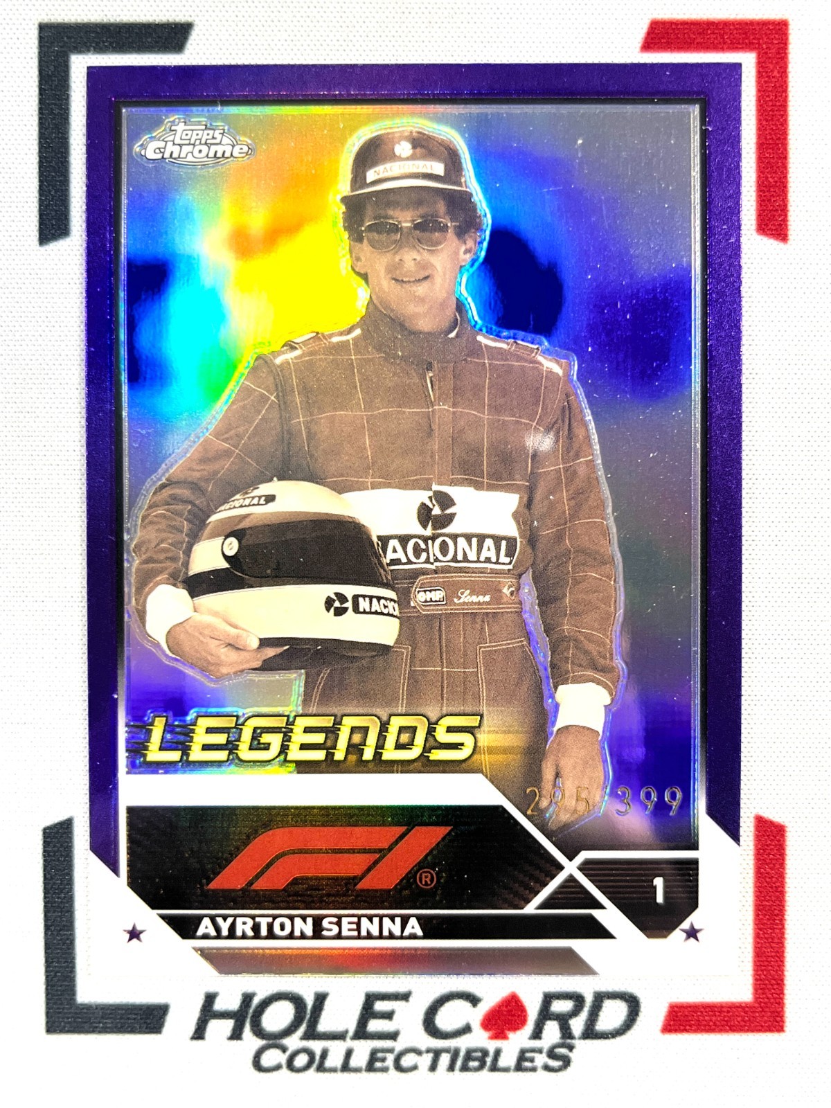 AYRTON SENNA 2023 Topps Chrome Formula 1 F1 #198 Purple Refractor 295/399