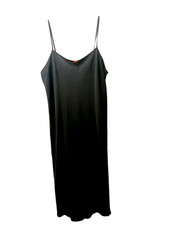 Vintage Josie Natori Women's Black Maxi Satin Spaggetti Strap Sleep Gown Large