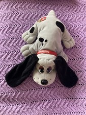 Vintage Galoob Pound Puppies Plush Medium 15" Gray Red Collar Black Eyes 1997