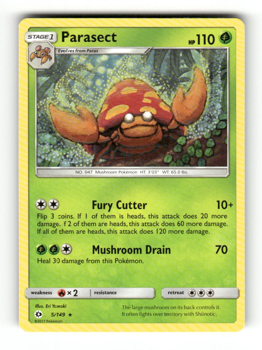 Parasect 5/149 Rare SM Base Set Pokemon Lightly Played
