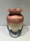 Vintage Hull Pottery Art Deco Mardi Gras Vase 49 9 USA  Pink & Blue 9 1/2"