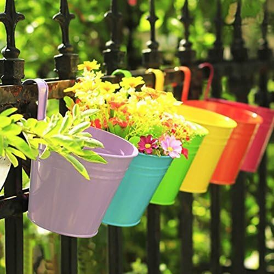 Flower Pots,10 Pcs Metal Iron Hanging Flower Plant Pots Balcony Garden Plant  Pla | eBay