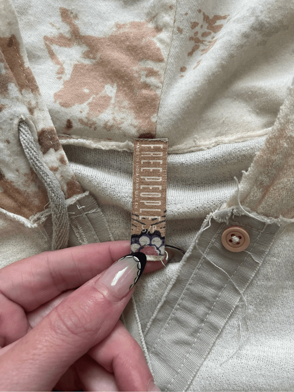 Free People Patchwork Button Down Hoodie Top  Siz… - image 3