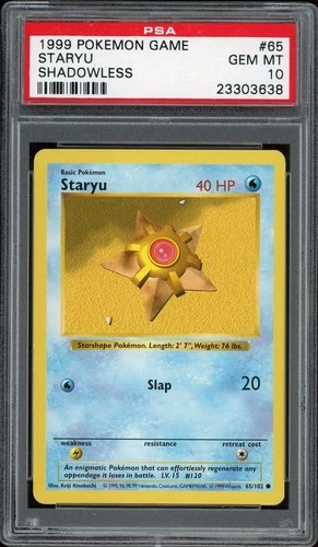 1999 Pokemon Game STARYU #65 Shadowless Base Set PSA 10 Gem Mint