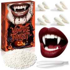4 Pairs Vampire Teeth Costume Halloween Fake Fang with Teeth Adhesive Hallowe...