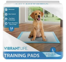 Vibrant Life Training Pads – Super Absorbent, Leak Proof, & Fast Dry Dog and Pup