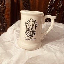 Vintage Your Father's Mustache Mug New Orleans Ceramic Shaving Beard Cup 5" Tall