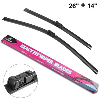Pack (2) 26'' + 14'' Front Windshield Wiper Blades for Nissan Tiida 2015-2019 