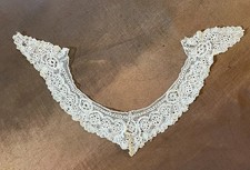 Victorian European Handmade Antique Ivory Lace Collar 17  x 2  