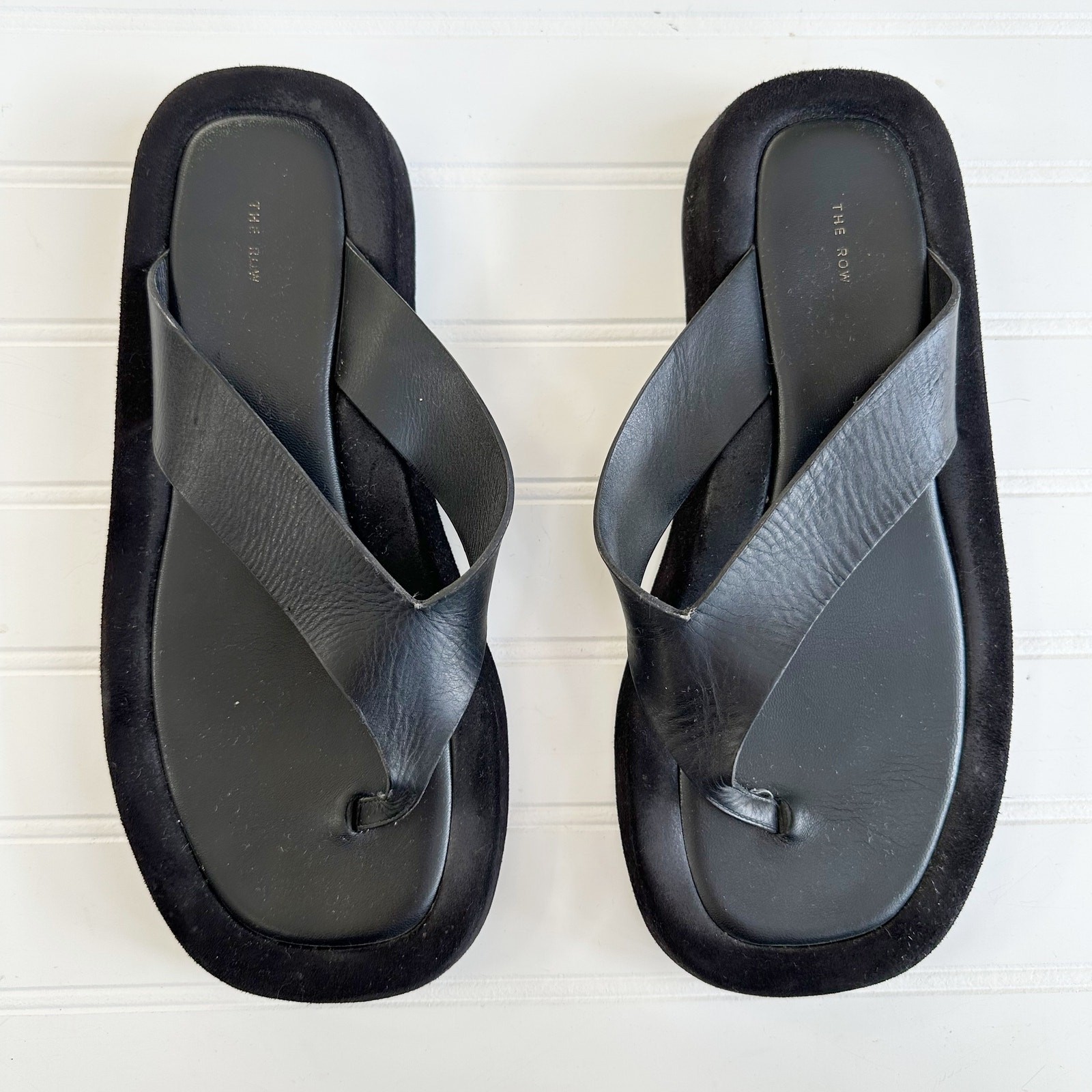 FILA The Row Ginza sandalo nero pelle infradito plateau scamosciato 39