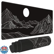 Black and White Mountain Large Mouse Pad,Gaming Keyboard Desk Pad,Extended Mo