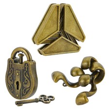 Teaser Puzzles- 3 PCS Metal Puzzles Kit Metal Cast Puzzle Games Toys Unlock I...