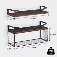 Floating Shelves with Wire Storage Basket, Bathroom Shelves over Toilet with Pro