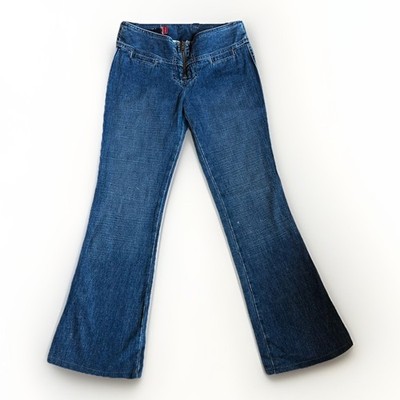 00s【archive】y2k flar denim boot cut 30 Vintage Y2K Guess Jeans Ultra Low Rise Bootcut Flared Denim Zip